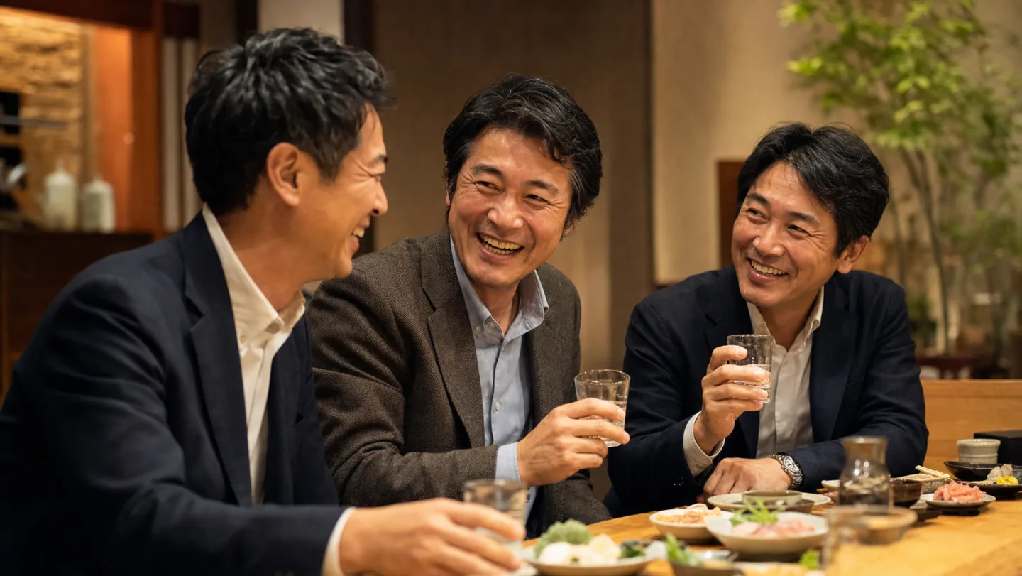 仲間との食事を楽しむ経営者