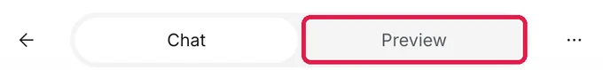 画面の一番下にある「Chat」と「Preview」の切り替えタブ。Previewを赤枠で示している